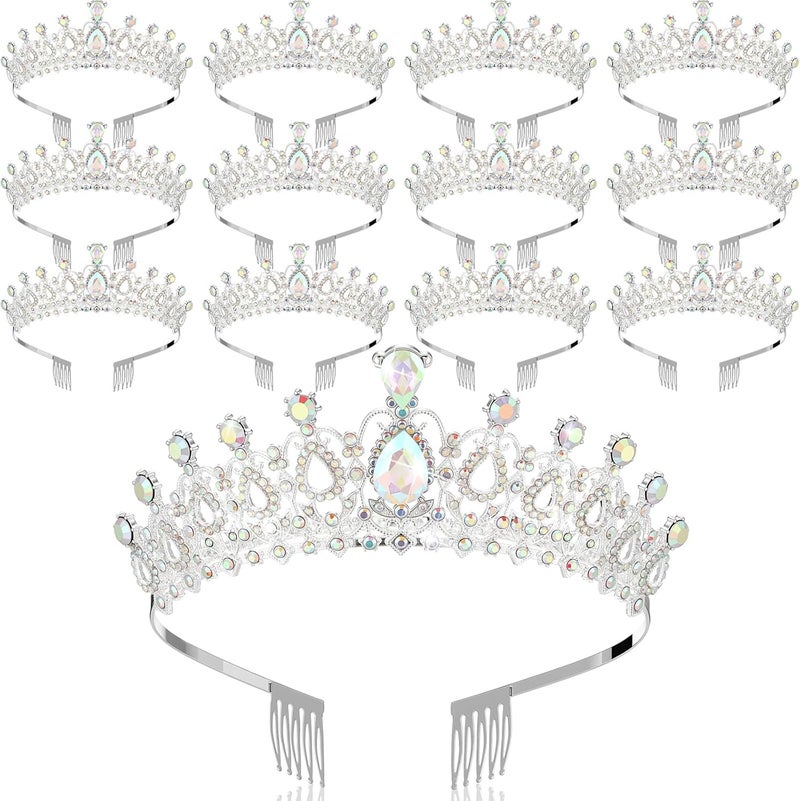 Loetere 12 Pcs Crystal Tiara and Princess Crown with Comb Crown Rhinestone Women Girls Tiara Headpiece Queen Hair Accessories for Birthday Party Wedding Prom Halloween Cosplay Costume - Image 1